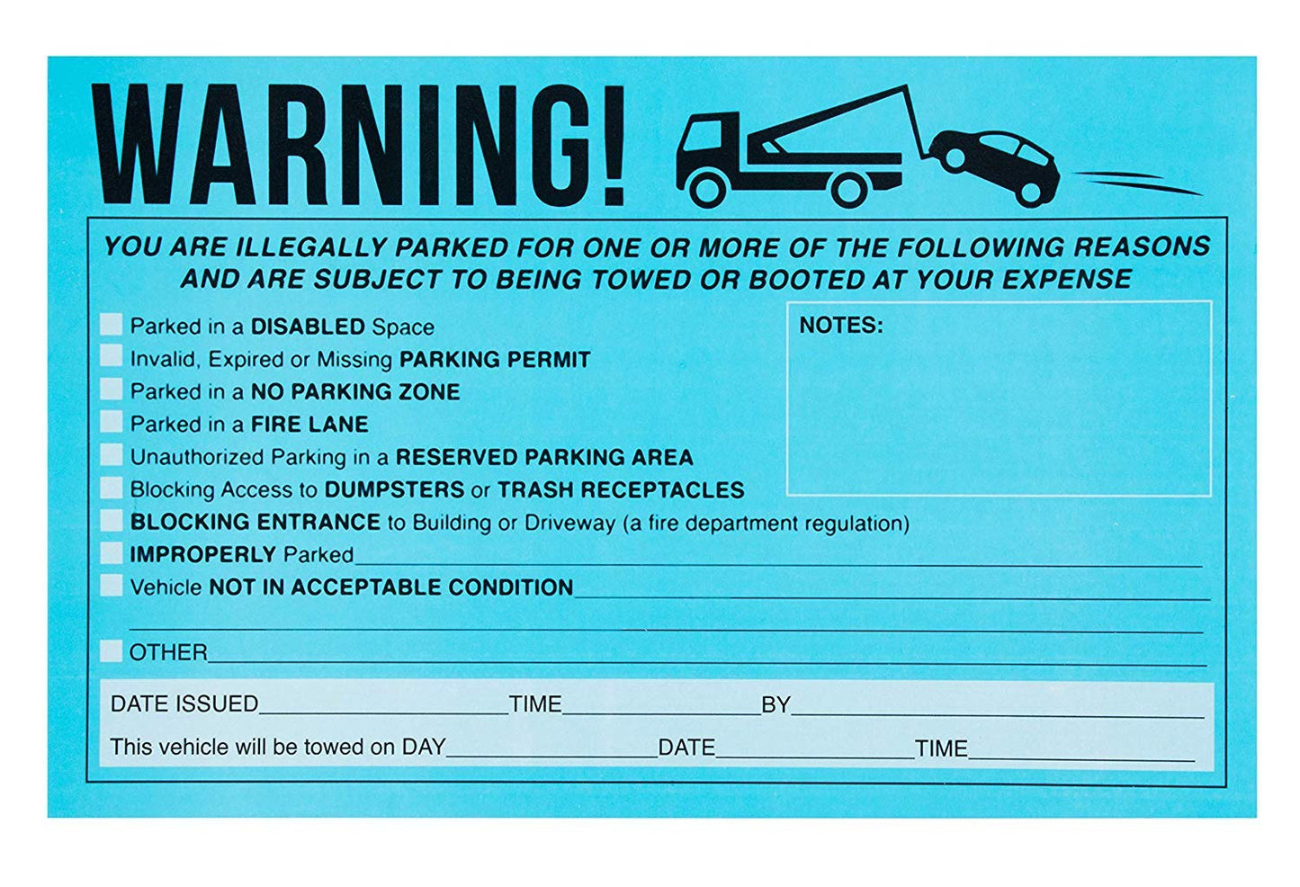 8.2x5.2 4Pcs Inches Parking Violation Stickers Towing Stickers, Vehicle Parking Warning Stickers, No Parking Sign, Car Window Sign,Adhesive Stickers