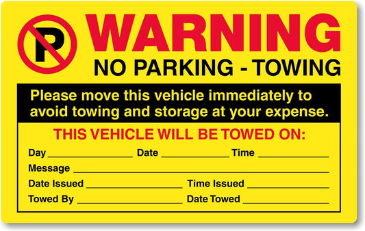 5"x8" 4Pcs "Please Move This Vehicle to Avoid Towing" Parking Violation Stickers