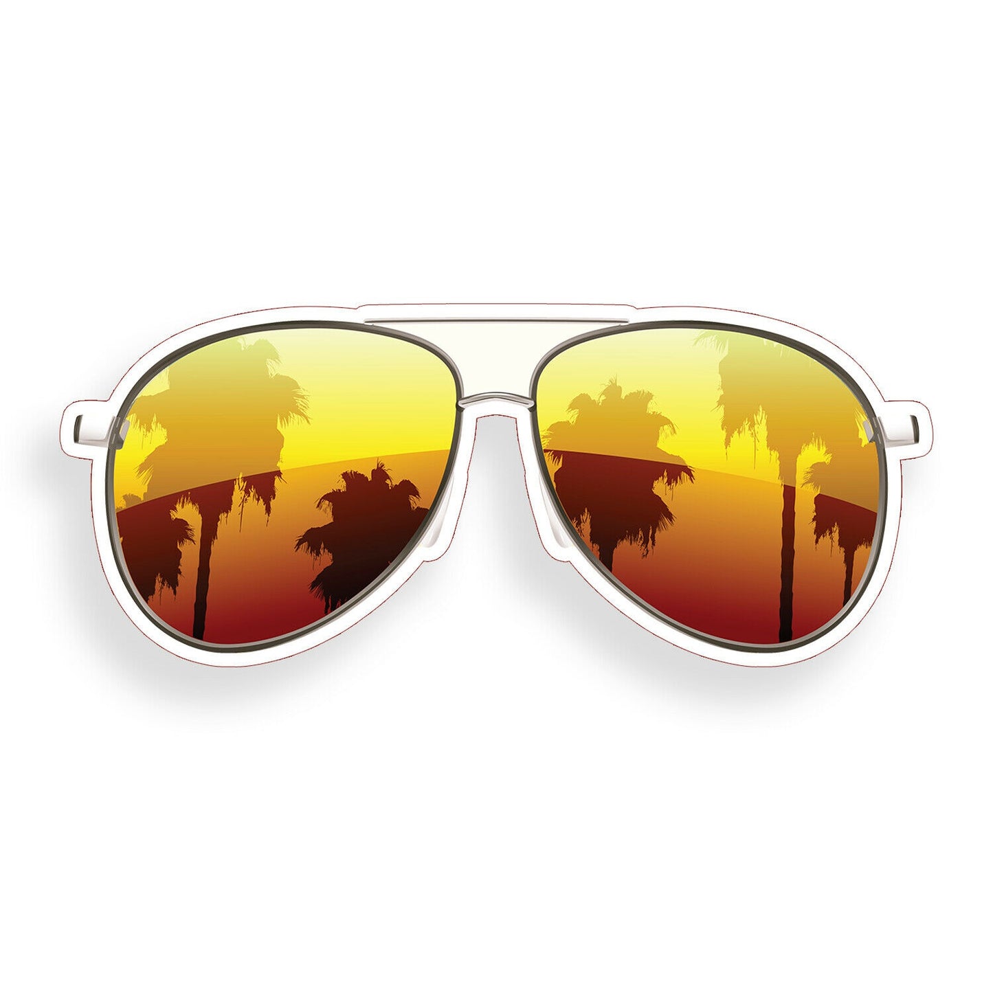 Sunset Sunglasses Sticker Beach Ocean Laptop Cup Cooler Car Window Bumper Decal