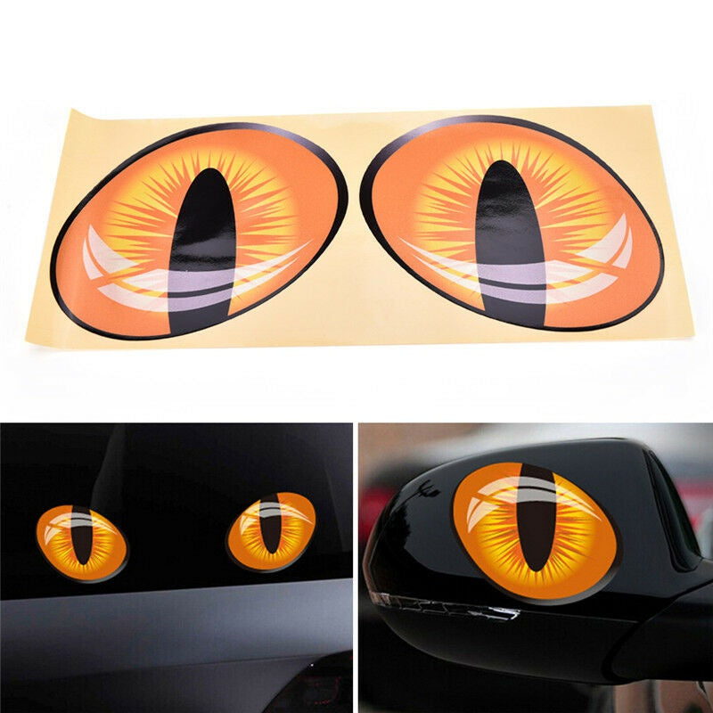 10x12cm 2X Cute Cat Eyes Car Sticker 3D Vinyl Decal Car Rearview Mirror Windows Decor