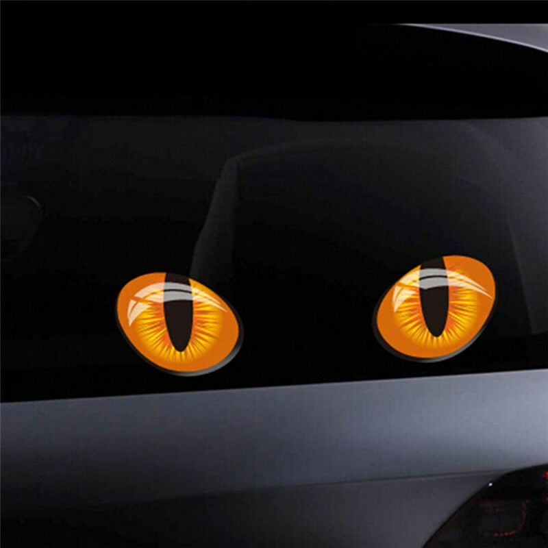 10x12cm 2X Cute Cat Eyes Car Sticker 3D Vinyl Decal Car Rearview Mirror Windows Decor