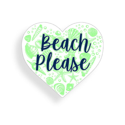 Beach Please Heart Sticker Ocean Sea Cup Laptop Car Vehicle Window Bumper Decal