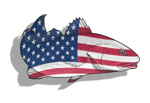 USA Redfish Red Fish Sticker Fishing Boat Truck Car Vehicle Window Bumper Decal