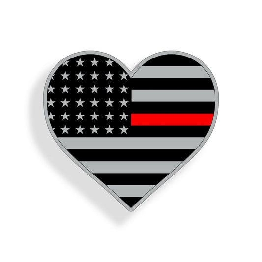 3.5" Fireman Sticker Heart American Flag Red Line USA Cup Mug Car Window Bumper Decal