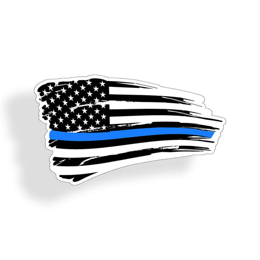 3"*5.25" Waving Blue Line American Flag Sticker Support Police Car Window Bumper Decal US