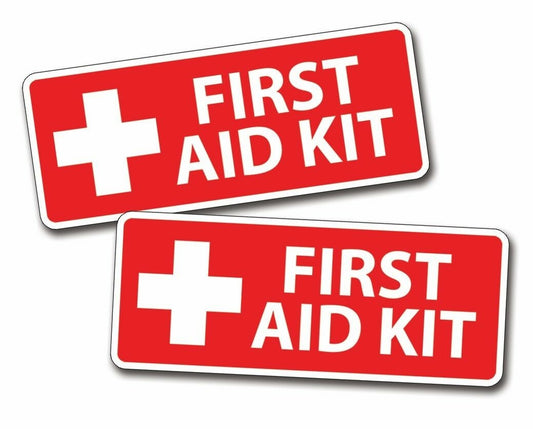 2Pcs First Aid Kit Sticker Decal Self Adhesive Rescue Emergency Safety 1st OSHA
