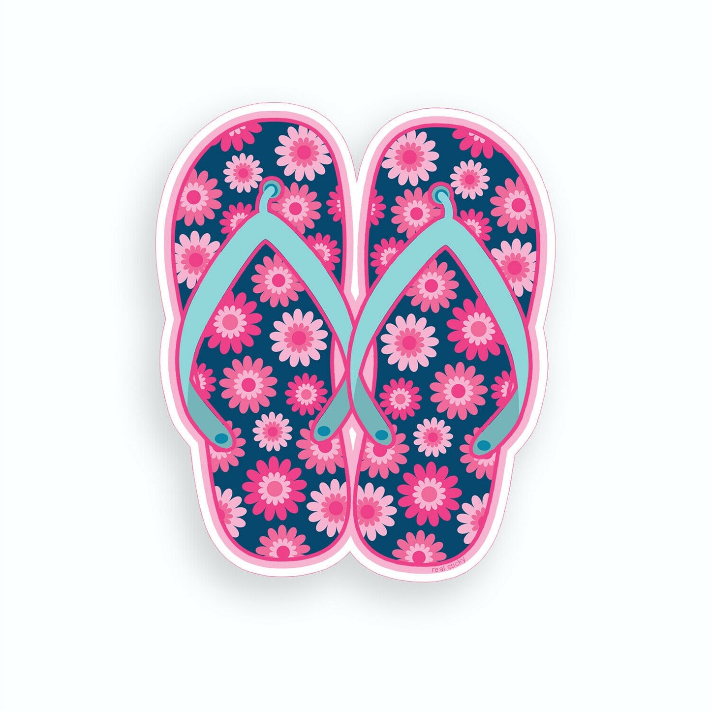 Flower Flip Flop Sticker Laptop Beach Cooler Cup Car Vehicle Window Bumper Decal