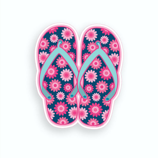 Flower Flip Flop Sticker Laptop Beach Cooler Cup Car Vehicle Window Bumper Decal