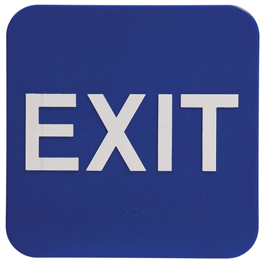 6"x6" Exit Sign Sticker Vinyl Decal Indoor & Outdoor Blue with White