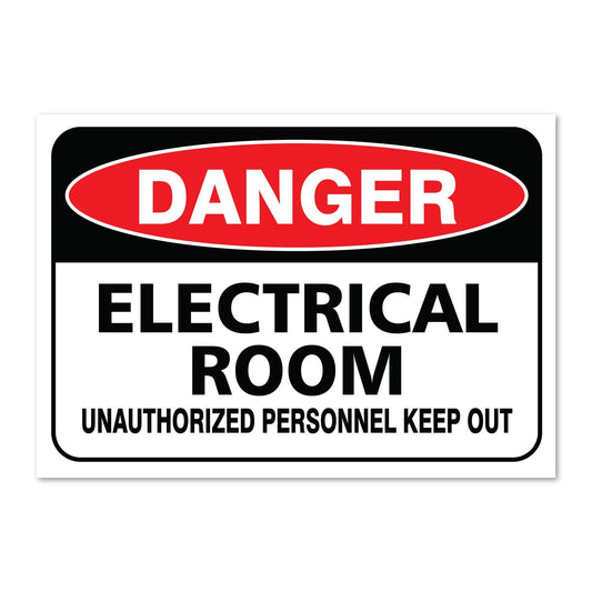 10"x7" Electrical Room Sign, Large  Inch Vinyl Sticker, Indoor and Outdoor Use