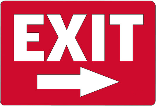 12"x8" Warning Exit Right Arrow Sign Sticker Business Retail Store Home Large Restaurant Bar Office Hotel Vinyl Decal Indoor & Outdoor Red on White