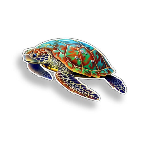 4" Wide Sea Turtle Sticker Colorful Laptop Flask Cup Car Vehicle Window Bumper Decal