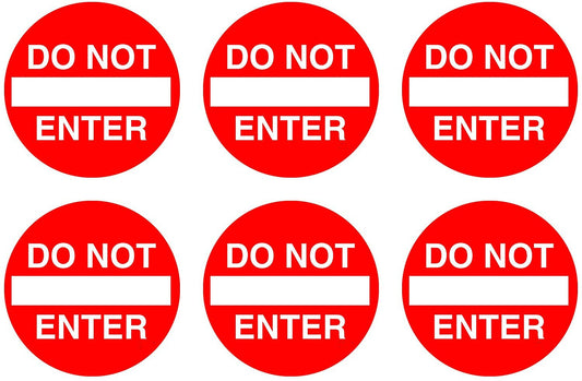 3" Pack of 6 Do Not Enter No Entrance Sticker Sign Warning Vinyl Decal Indoor Outdoor Window Door Business Retail Store
