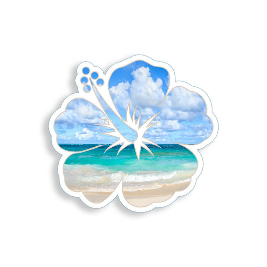 Hibiscus Flower Sticker Beach Ocean Cup Laptop Car Vehicle Window Bumper Decal