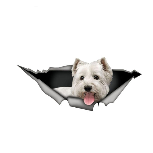 13cm*5.7cm West Highland White Terrier car sticker 3D Pet Graphic Vinyl Decal Car Window Laptop Bumper Car Stickers