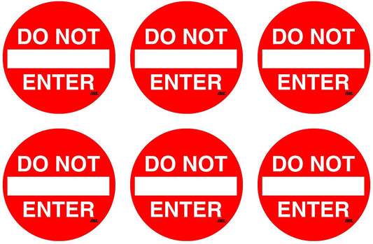 3" Pack of 6 Do Not Enter No Entrance Sticker Sign Warning Vinyl Decal Indoor Outdoor Window Door Business Retail Store