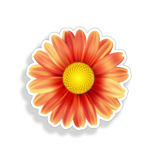 Orange Daisy Flower Sticker Cup Cooler Laptop Car Vehicle Window Bumper Decal