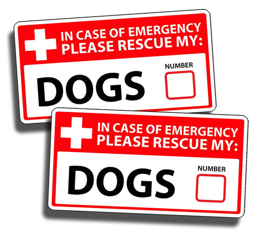 2Pcs DOG Emergency Pet Rescue Decal Sticker Lab Bulldog Poodle Boxer Pitbull Safety