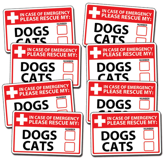 8pcs Emergency Pet Rescue DOG CAT Decal Sticker First Aid 911 Safety Safe Alert