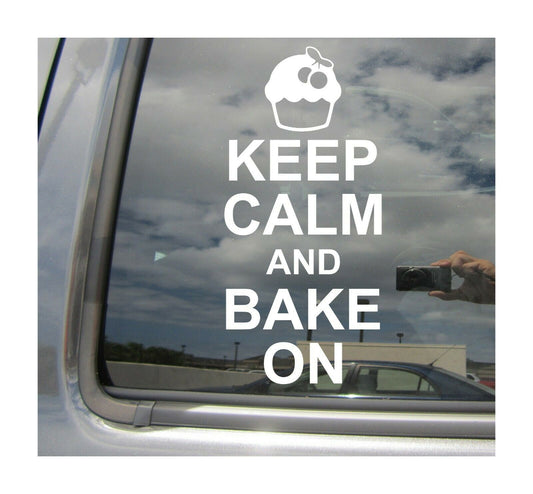 7"x3.3" Keep Calm And Bake On - Cupcake Baker Car Auto Window Vinyl Decal Sticker