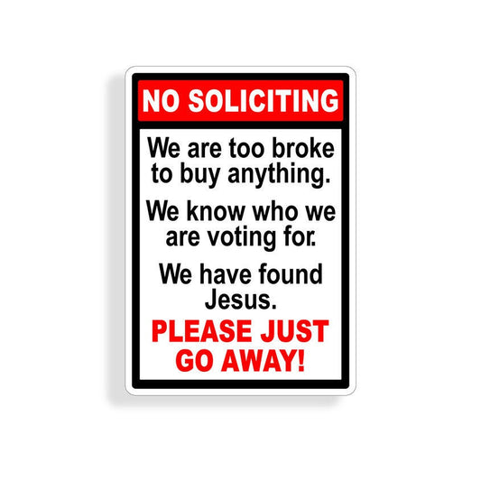 No Soliciting Sticker Door Window Salesman Trespassing Wall Sign Attention Decal
