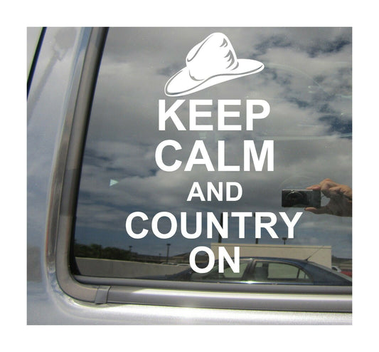 5.5"x4.1" Keep Calm And Country On - Cowboy Hat Car Auto Window Vinyl Decal Sticker