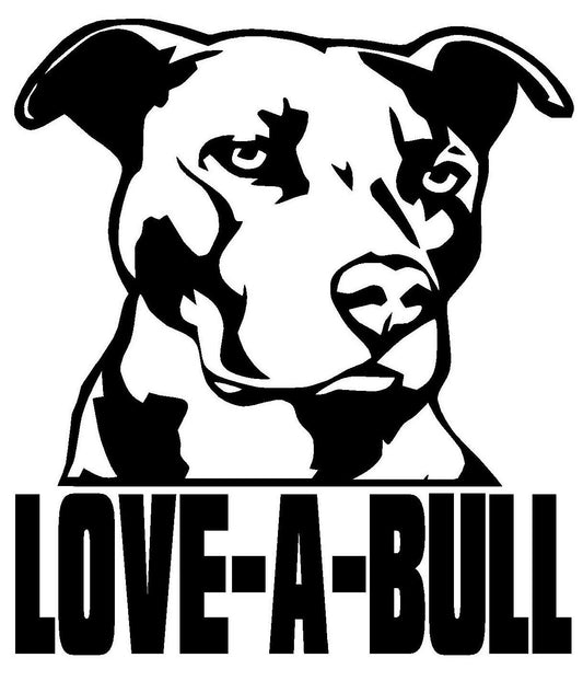4"X4.5" LOVE-A-BULL Vinyl Decal Sticker Car Window Bumper Wall I My Pitbull Dog Adopt