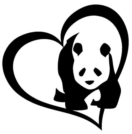 4"x4" PANDA BEAR HEART Vinyl Decal Sticker Car Window Wall Bumper I Love Cute Animal