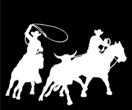 6" Wide Team Roping Rodeo Decal Western Cowboy Car Window Horse Vinyl Sticker