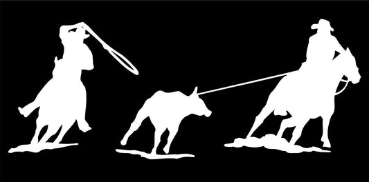 8"x3.2" Team Roping Decal Rodeo Western Cowboy Equestrian Car Window Horse Vinyl Sticker