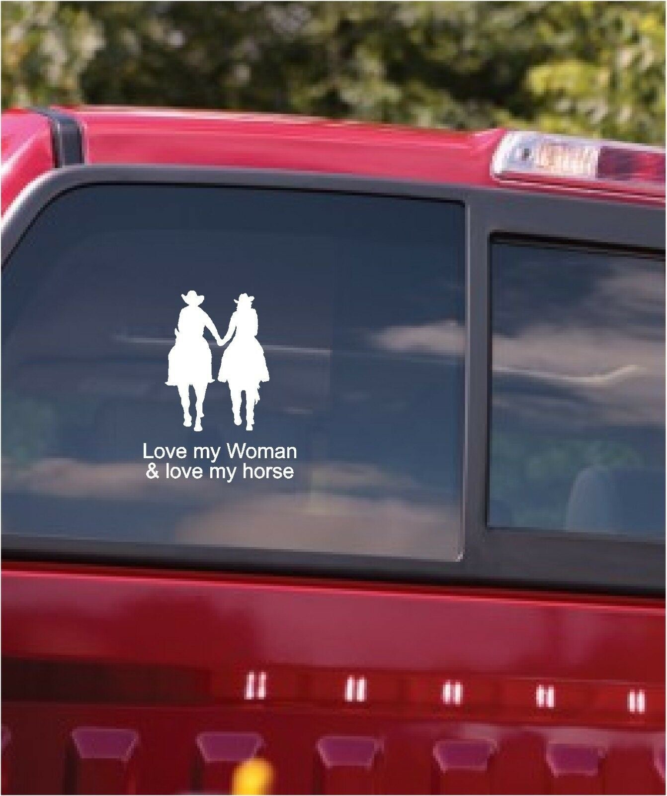 6" Wide Love My Woman & Horse Vinyl Decal Sticker Car Window Horses Decal Sticker