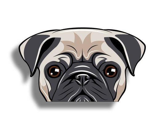 Pug Face Sticker Cute Dog Laptop cooler Car Vehicle Window Bumper Vinyl Decal