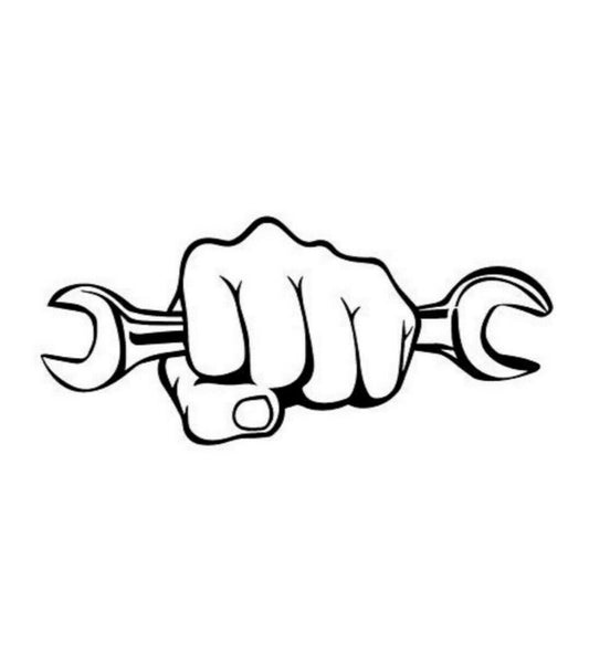 6"x3" Car Window Decal Truck Outdoor Sticker Mechanic Hard Work Automotive Wrench