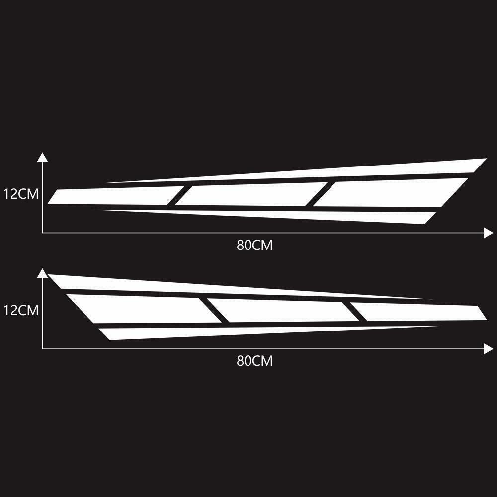 2PCS Car hood White decals sport stripes 12*80 cm graphics Vinyl Sticker Racing