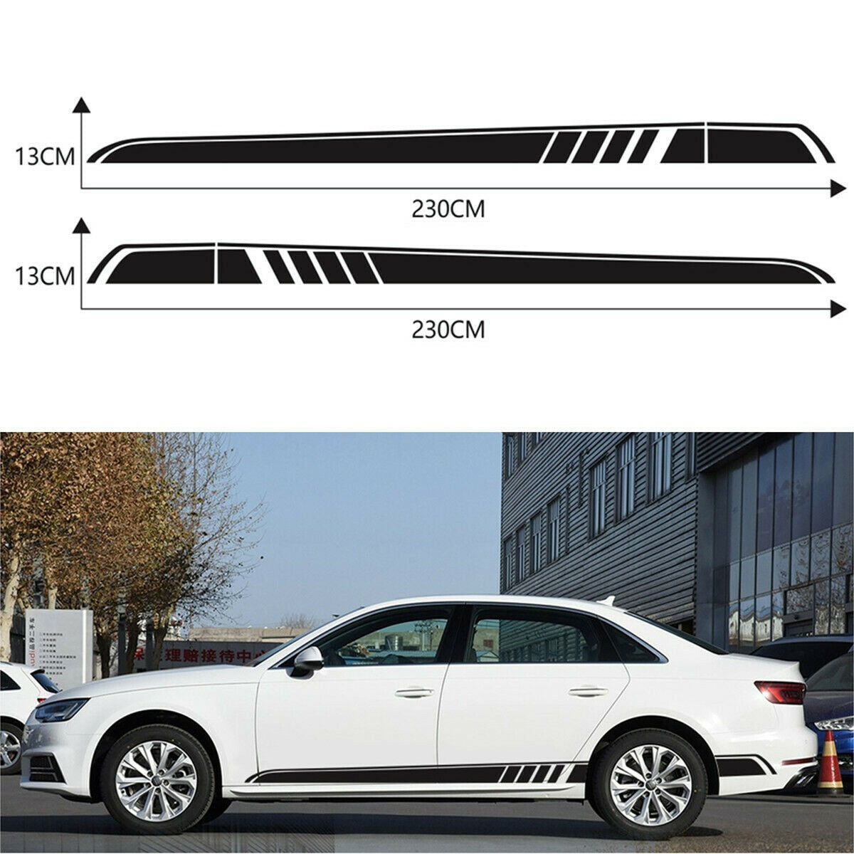 2PCS Car Sport Side Stripes Decals Stickers Auto Vinyl Graphics For Truck SUV