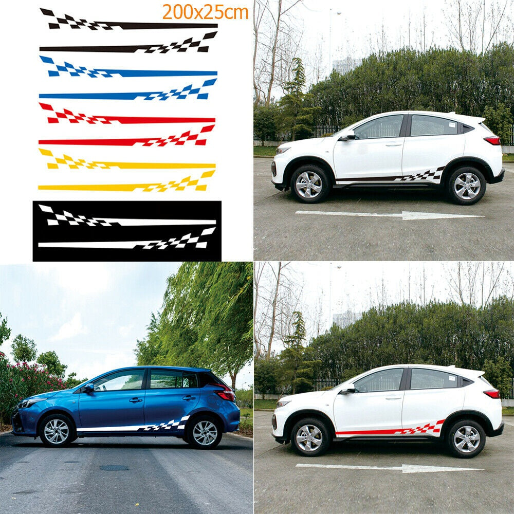 2Pcs Car Both Sides Body Sport Stickers Race Stripes PVC Vinyl Auto Decal DIY