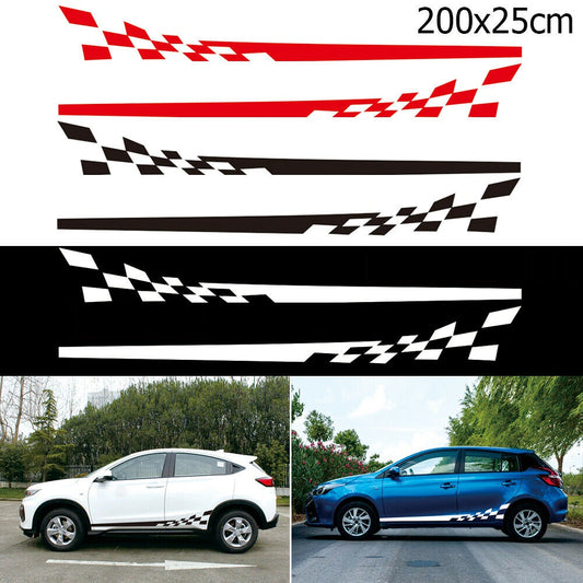 2Pcs Car Both Sides Body Sport Stickers Race Stripes PVC Vinyl Auto Decal DIY