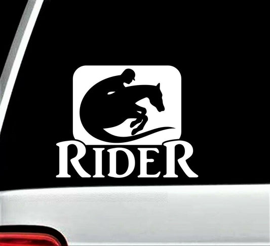 5"x6.5" Horseback Riding Horse Rider Decal Sticker for Car Sulky Saddle Bridle
