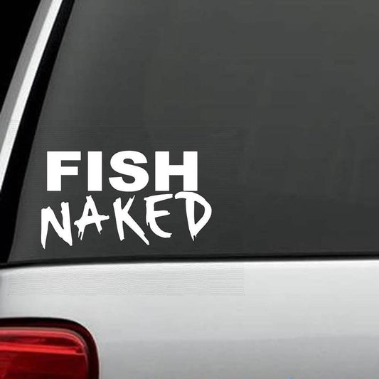 7"x4" Fish Naked Decal Sticker Boat Trailer Bass Fishing Spinner Bait Rod Reel