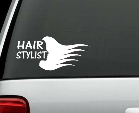 8"x3.75" HAIR STYLIST HAIR DRESSER SALON SCISSORS DECAL STICKER CAR TRUCK SUV Van
