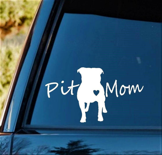 7.5"x4.25" Pit Mom Pit Bull Pitbull Dog Decal Sticker for Car Laptop Pet Accessory