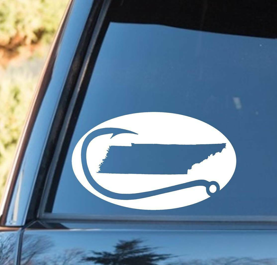 6"x3.7" Tennessee Fishing Oval Decal Sticker Bass Bait Lure Tackle Boat Rod & Reel