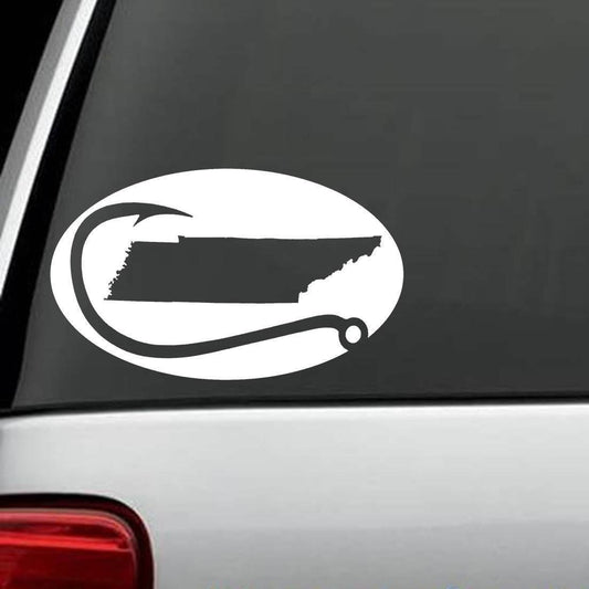 6"x3.7" Tennessee Fishing Oval Decal Sticker Bass Bait Lure Tackle Boat Rod & Reel