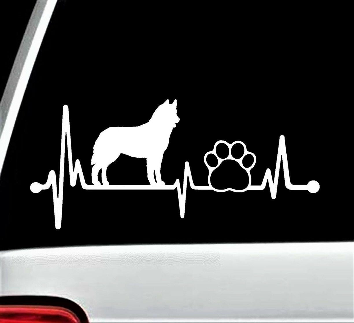 8"x3.5" Husky Heartbeat Lifeline Dog Paw Decal Sticker for Car Window
