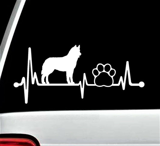 8"x3.5" Husky Heartbeat Lifeline Dog Paw Decal Sticker for Car Window