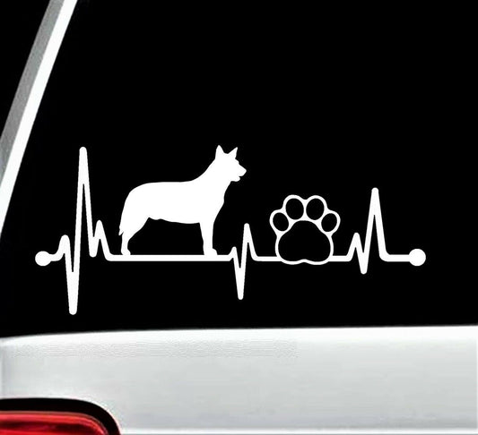 8"x3.5" Blue Heeler Heartbeat Cattle Dog Paw Decal Sticker for Car Window