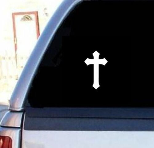 5.7"Tall CROSS CHURCH CRUCIFIX for WINDOW WALL or LAPTOP DECAL RELIGION FAITH DECAL