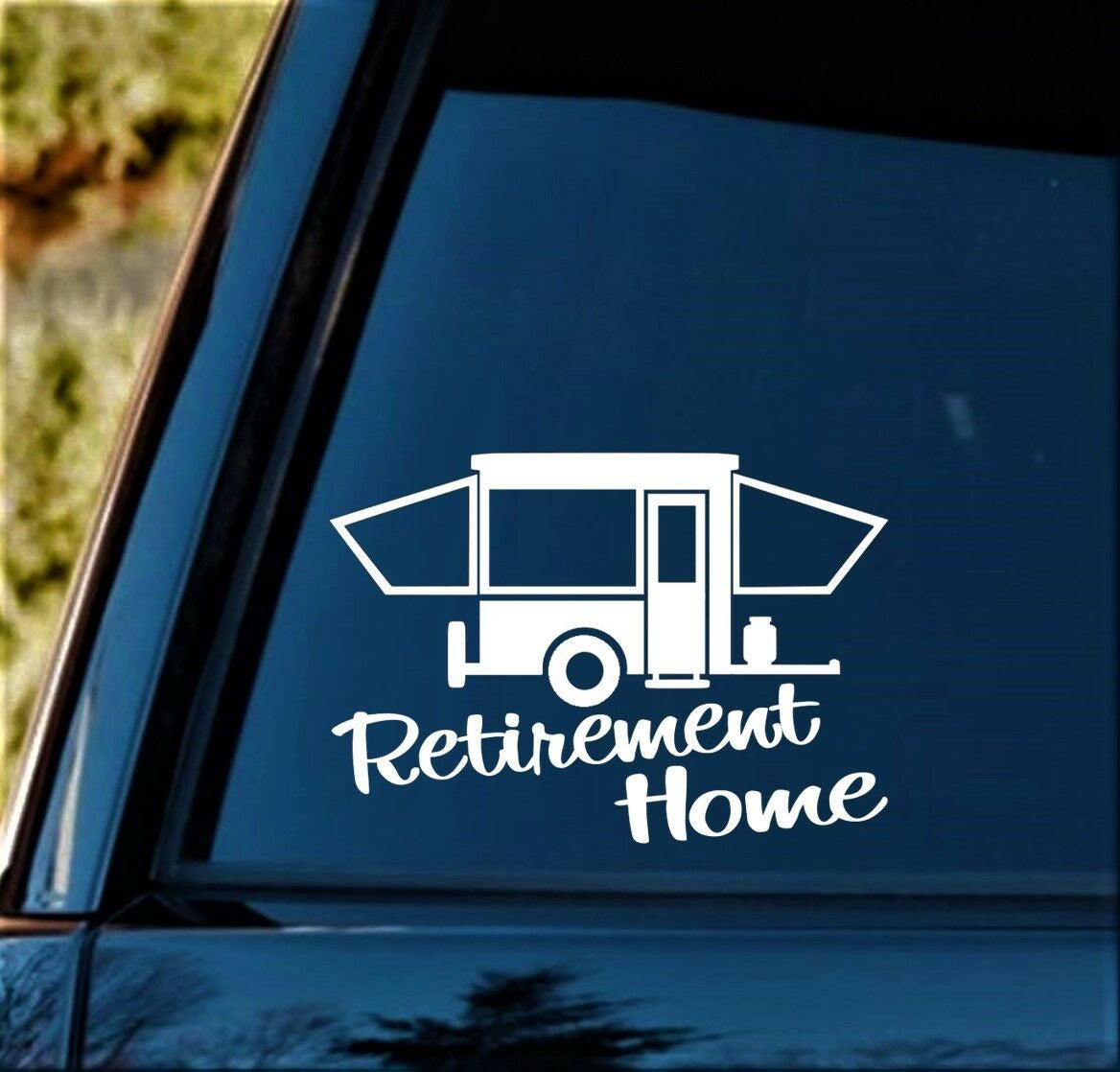 7"x5" Retirement Home Pop Up Camper Trailer Decal Sticker Car Window Camping
