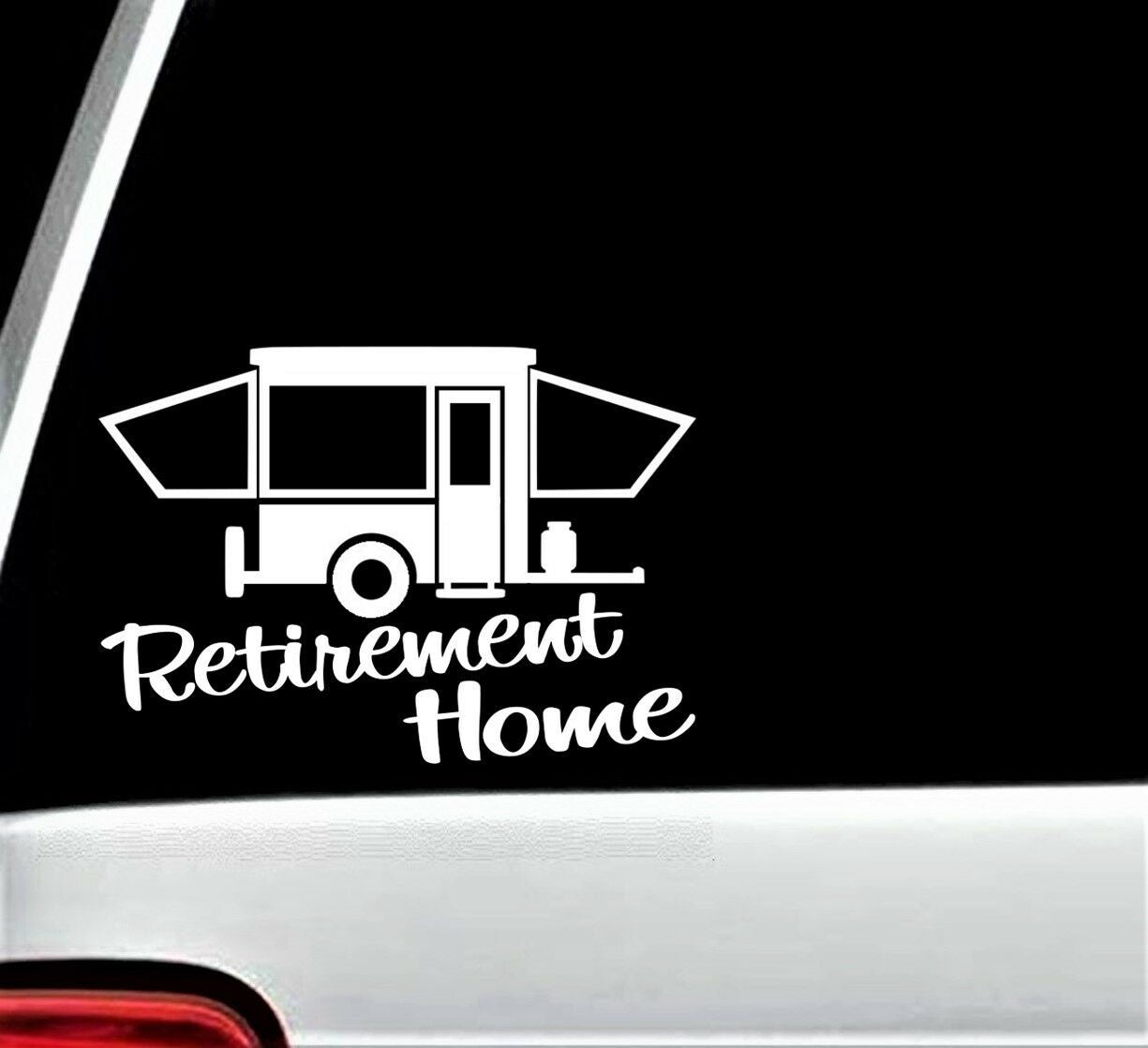 7"x5" Retirement Home Pop Up Camper Trailer Decal Sticker Car Window Camping