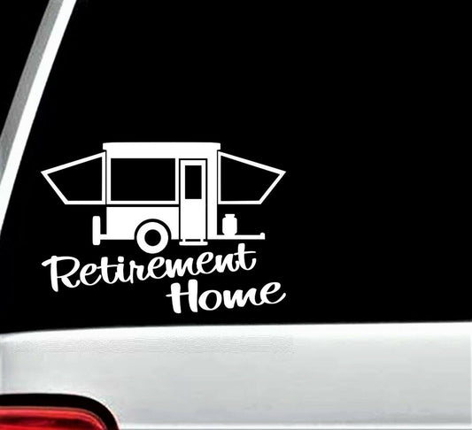 7"x5" Retirement Home Pop Up Camper Trailer Decal Sticker Car Window Camping